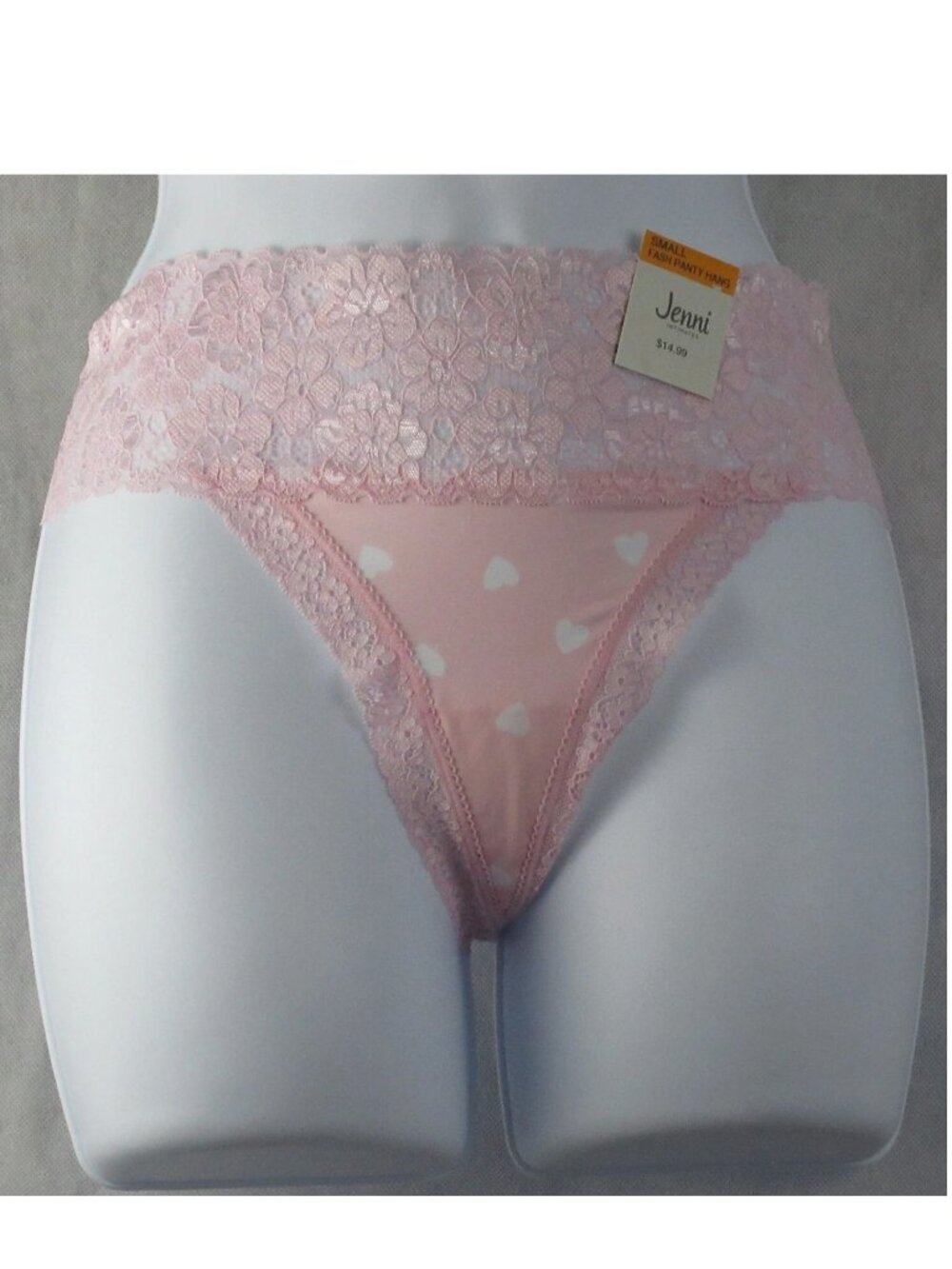 Jenni Intimates Women's Lace-Trim Thong Panty Underwear, Tossed Hearts Pink